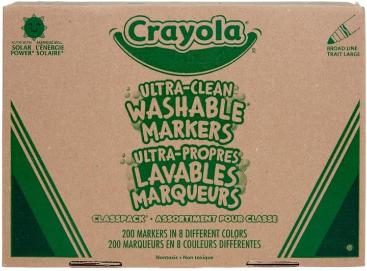 Broad Line Washable Markers - 200Ct (8 Colors), Kids Bulk Classroom Art Markers for School, Back to School Essentials, Teacher Classroom Must Haves