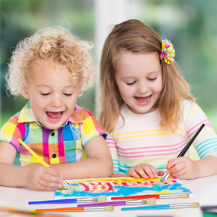 Paintbrushes Kids, 22 Pcs round & Flat Toddler Kids Paint Brushes, Chubby Paint Brushes for Kids Bulk, Preschool Paint Brush for Acrylic Oil Watercolor Washable Paint Kit, Easy Hold & Clean