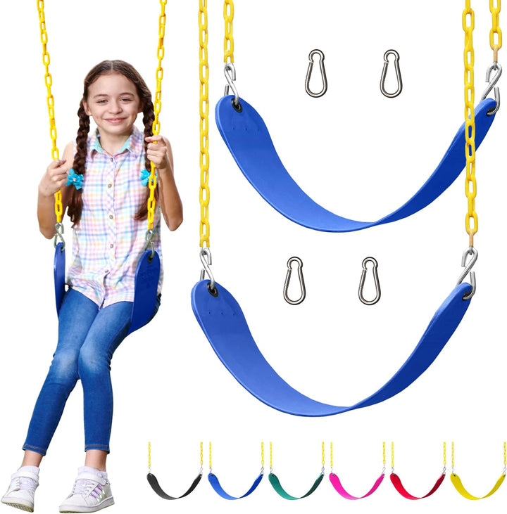 Swings for Outdoor Swing Set - Pack of 2 Swing Seat Replacement Kits with Heavy Duty Chains - Backyard Swingset Playground Accessories for Kids (Green)