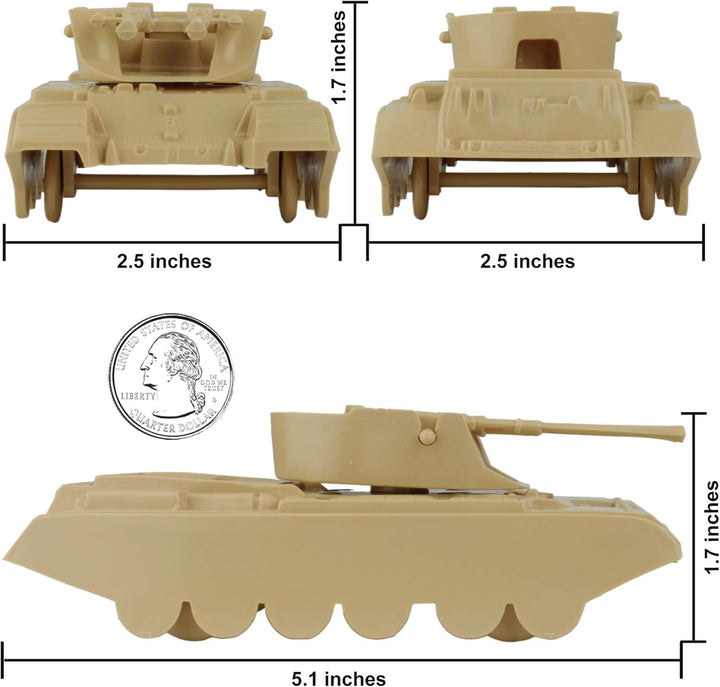 BMC Classic Payton Anti-Aircraft Tanks - 4Pc Tan Green Plastic Army Men Vehicles