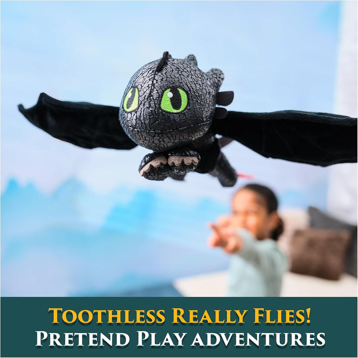 How to Train Your Dragon, Hug and Glide Toothless Plush Toy, 12” Dragon Stuffed Animal, Kids Toys for Boys Ages 4 and Up