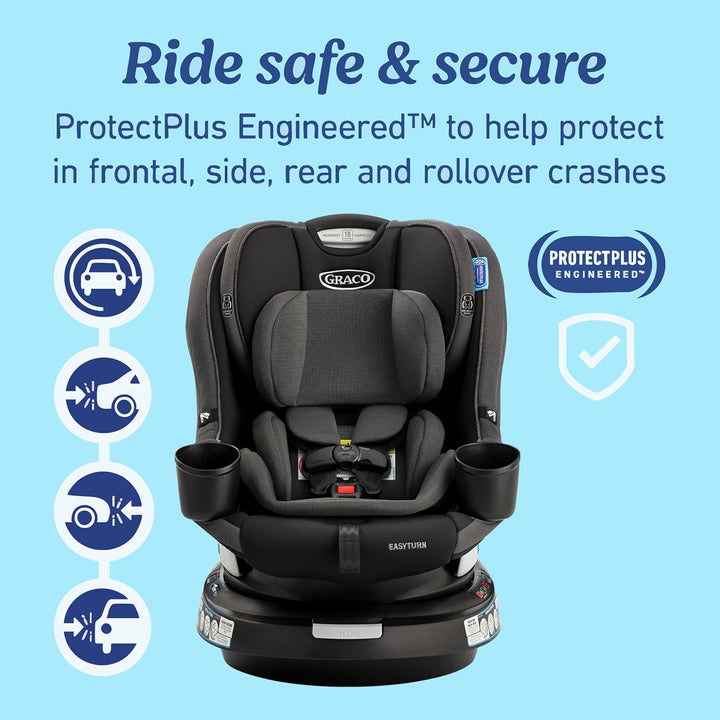 Easyturn 360 2-In-1 Convertible Car Seat, 360 Degree Rotating Infant to Toddler Rotating Car Seat, 2 Modes Forward and Rear Facing, Slim Design, Cyran
