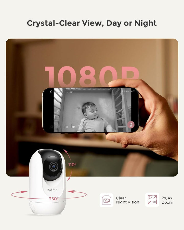 Smart Wifi Baby Monitor with Camera and Audio, 5" 1080P Screen with Wall Mount, Motion & Cry Detection, Safe Fence, Clear Night Vision, 5000Mah Battery, 2-Way Talk, Photo & Video Recording