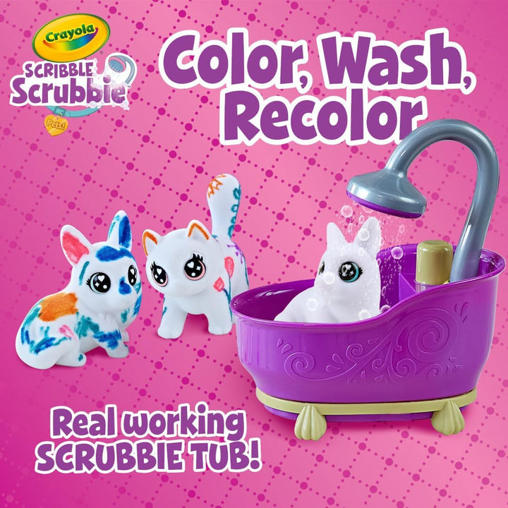 Scribble Scrubbies Tub Set (4 Pets), Washable Pet Care Toy, Coloring Animal Craft, Toys for Girls & Boys, Gifts for Kids, Ages 3+