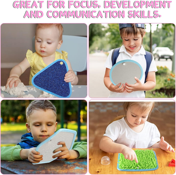 8 Set Mini Sensory Mats Assorted Textured Play Mats Sensory Floor Tiles Educational Tactile Toys for Activity(8.7 Inch,Irregular)