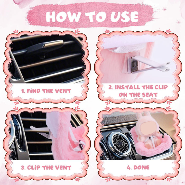 Car Seat for Dolls, Cute Safety Have a Seat with Soft Furry Cushion Pink Sofa Car Air Vents Clip Desktop Decor Chair to Display Doll Toy Ornaments Decorations Accessories
