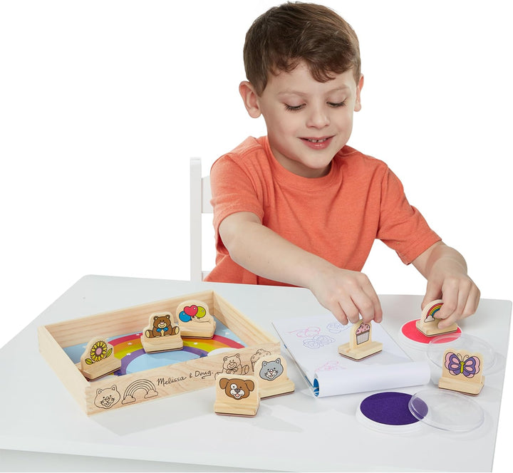 My First Wooden Stamp Set Favorites (8 Stamps with Handles, 2 Washable Ink Pads) Wooden Kids Stamps with Handles Set, for Kids Ages 3+