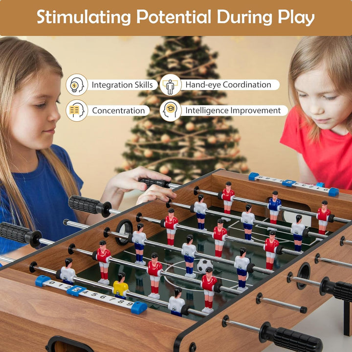 Tabletop Foosball Game, 27” Mini Foosball Table with 2 Balls & Score Keeper, Easy Assembly Compact Indoor Table Soccer Game for Kids Adults Family