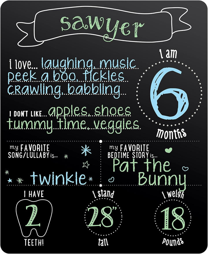 All about Baby Milestone Photo Sharing Monthly Chalkboard, Baby Photo Prop, Black