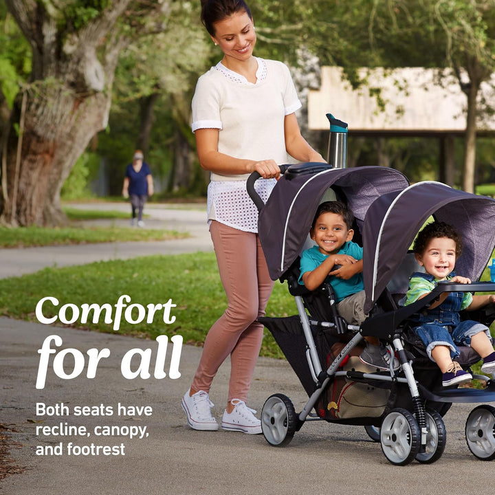 Duoglider Double Stroller | Lightweight Double Stroller with Tandem Seating, Glacier