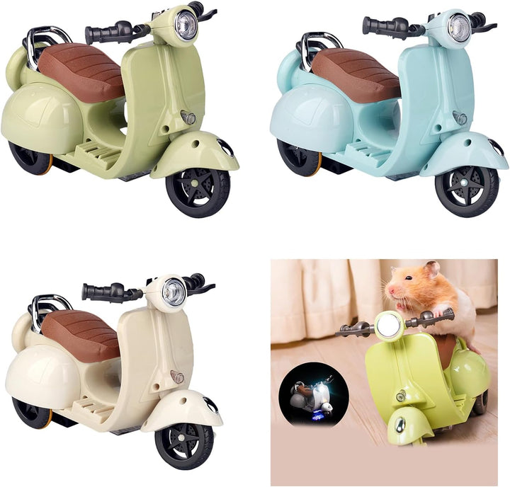 Rotating Scooter Toy for Guinea Pigs Motorcycle Toy with Lights and Music Scooter Shape Cage Decoration
