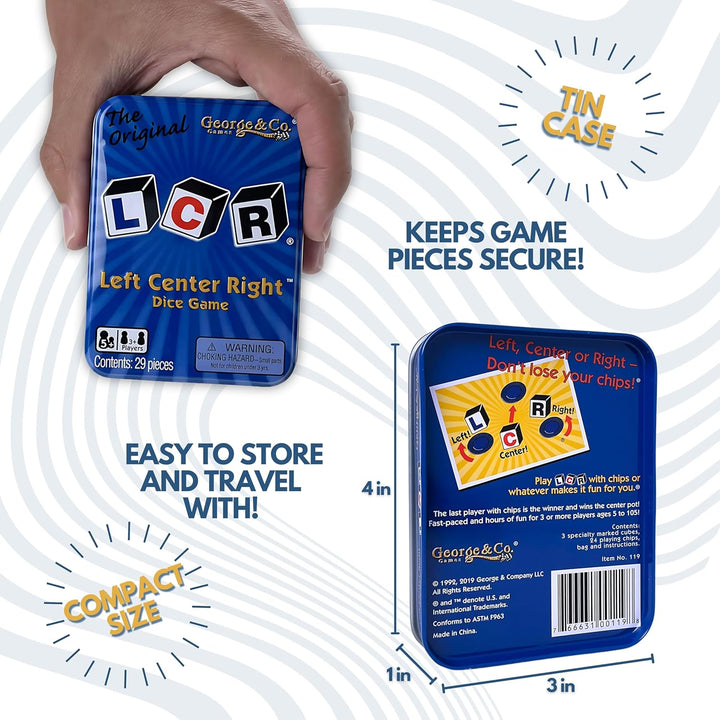 ® Left Center Right™ Dice Game - Blue Tin