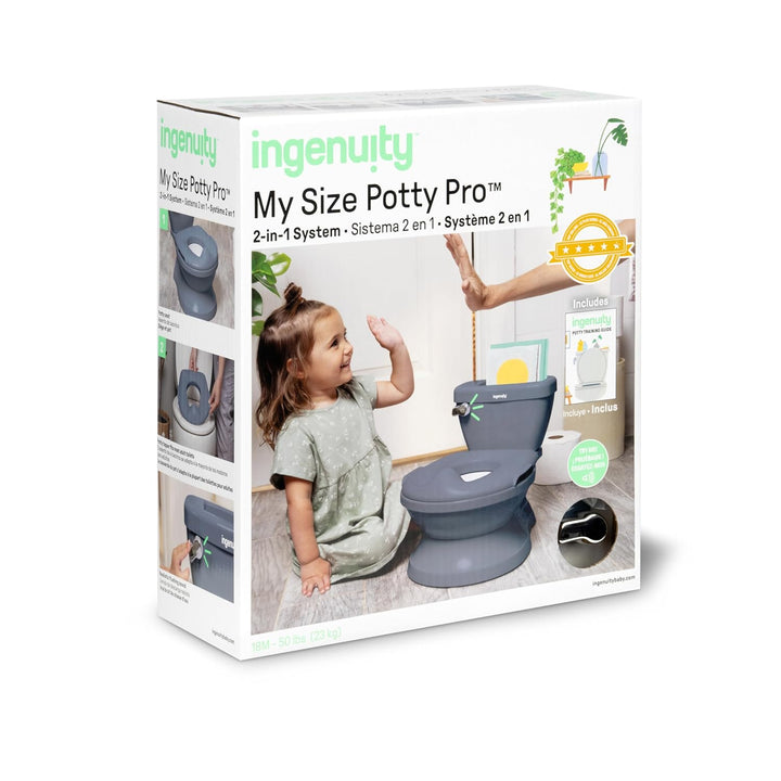 Summer Infant by  My Size Potty Pro in White, Toddler Potty Training Toilet, Lifelike Flushing Sound, for Ages 18 Months+, up to 50 Pounds