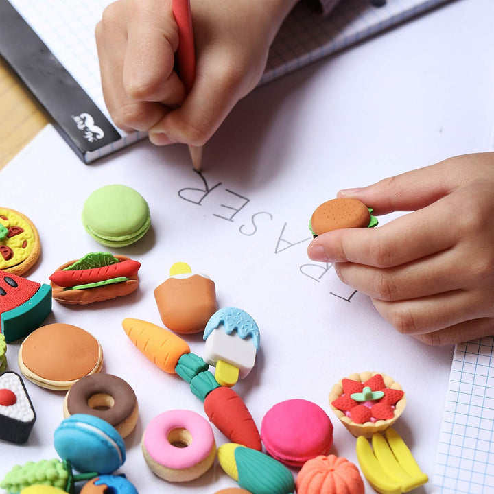 - Mini Food Erasers for Kids, 30 Pcs, 3D Mini Erasers for Kids, Non-Toxic & Safe for Children, No Smudge