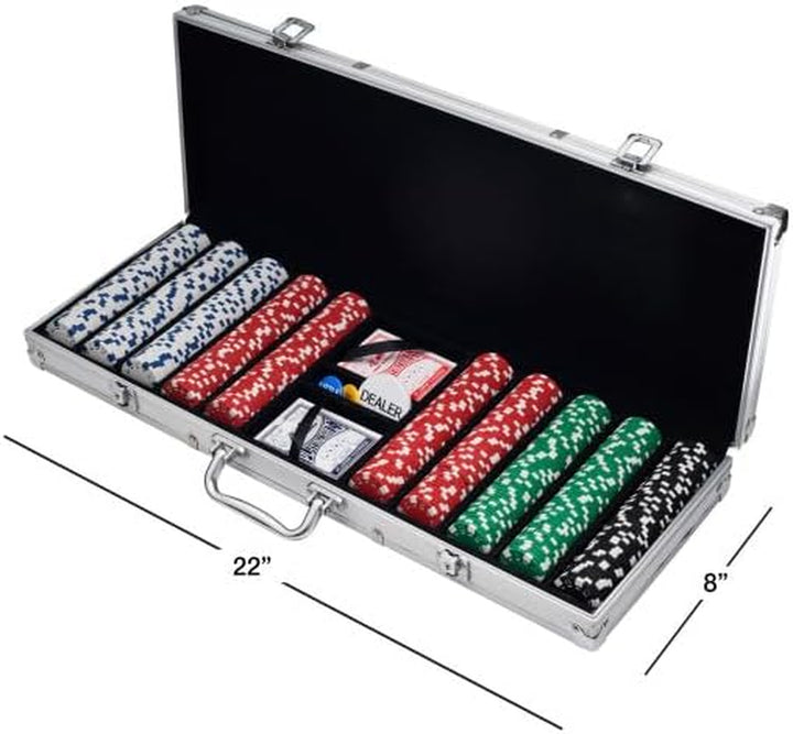 Poker Chip Set - 11.5G Poker Set with Cards, Buttons, Carrying Case, and 500 Poker Chips for Texas Hold'Em and Blackjack Games by