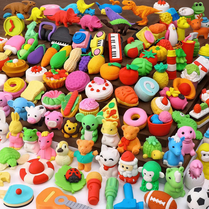 100 Pack Animal Pencil Erasers 3D Desk Pet for Kids Mini Puzzle Take Apart Eraser Student Classroom Prizes Rewards Easter Egg Fillers Treasure Box Back to School Supplies Kid Party Favors Gift