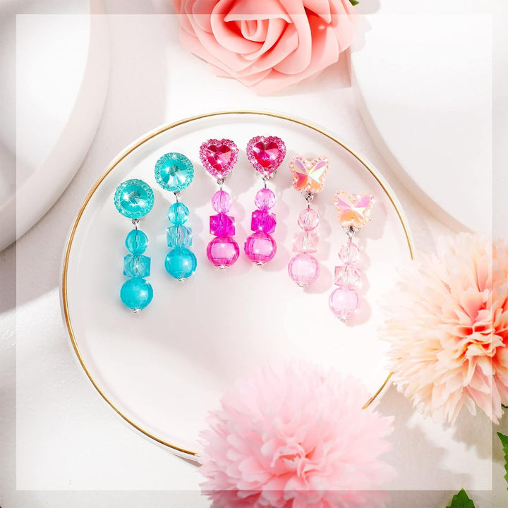 9 Pairs Girls Clip-On Earrings Pretend Princess Play Earrings Jewelry Set (Style 5)