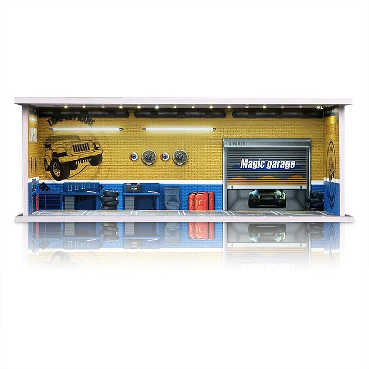 Display Case for Hot Wheels: Stackable Parking Garage for 1/64 Scale Matchbox Toy Car, Foamboard Storage for Monster Trucks with LED Light and Acrylic Cover, Depot