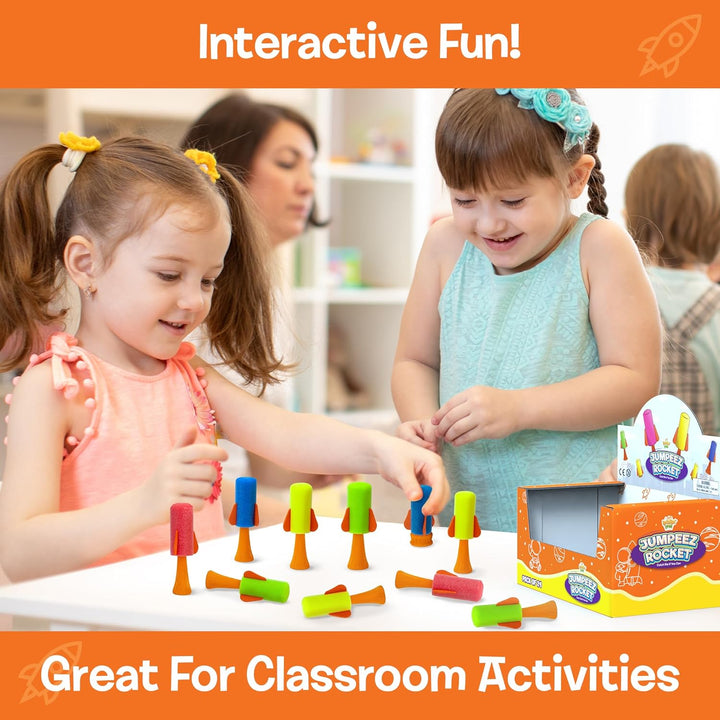 Jumping Rockets Light up Poppers - Spring Launcher LED Toys for Kids - Party Favors, School Prize, Goodie Bag Fillers, Birthday Suprises - Games for Boys and Girls, Pack of 24