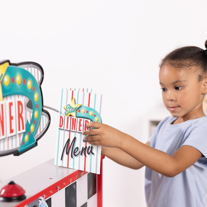 Star Diner Restaurant Play Set (41 Pcs) - Pretend Play Food, Restaurant Toy Set with Cookware, Utensils for Kids, Diner Playset for Kids and Toddlers, Ages 3+