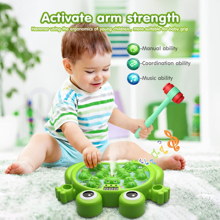 Toys for 2 3 4 5 Year Old Boy,Toddler Toys Age 2-4, Whack a Frog Game,With 5 Modes,45 Levels,9 Music Spray and Light-Up, Baby Toy Gifts for Early Learning, Birthday Gift for Toddler Boy Toys