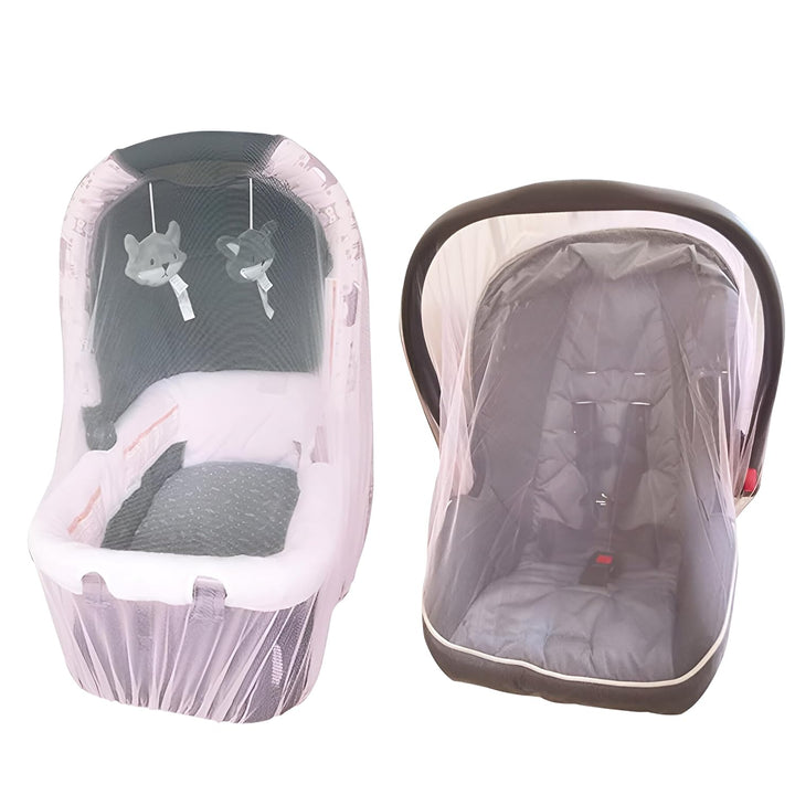 Mosquito Net for Baby Stroller and Crib - Durable Mesh Bug Net Cover with Elastic Edge - Fits Strollers, Bassinets, Playards, and Mini Cribs - Travel Essential for Newborns - 63X64-Inch (White)