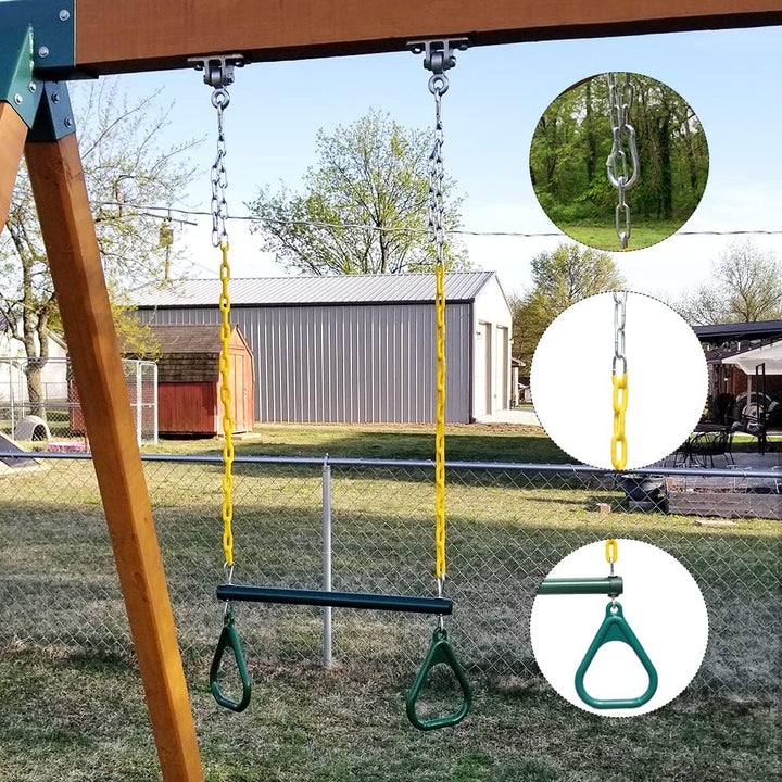 18'' Trapeze Swing Bar Rings 48'' Heavy Duty Plastic Coated Chains Swing Set Accessories