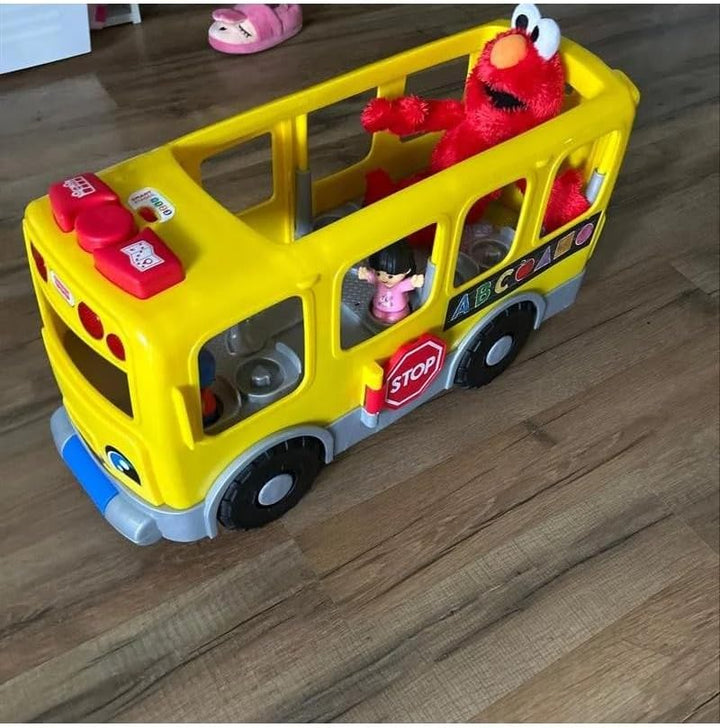 Little People Toddler Learning Toy, Big Yellow Bus Musical Pull-Along Vehicle for Pretend Play Kids Ages 1+ Years