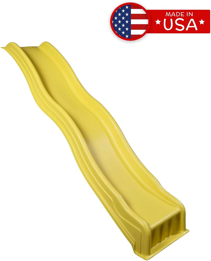WS 8334 Cool Wave Plastic Slide for 4' Swing Set Decks with Included Safety Handles, Yellow (Amazon Exclusive)