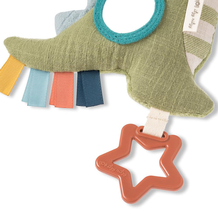 Bitzy Traveler Car Seat & Stroller Toy for Babies – Developmental Sensory Toy Features Crinkle & Rattle Sounds & Multiple Textures –Hanging Travel Toy for On-The-Go Entertainment (Dinosaur)