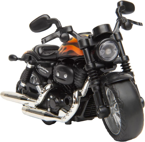 Die Cast Toy Motorcycle,Pull Back Motorcycle with Sounds and Lights 1:14 Friction Powered Kids Toy Cars,Motorcycle Toys Gift for Boys or Girls over 3 Years Old Birthday Christmas (Black)