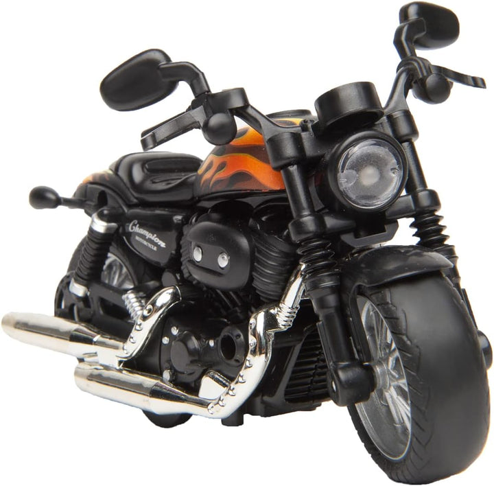 Die Cast Toy Motorcycle,Pull Back Motorcycle with Sounds and Lights 1:14 Friction Powered Kids Toy Cars,Motorcycle Toys Gift for Boys or Girls over 3 Years Old Birthday Christmas (Black)