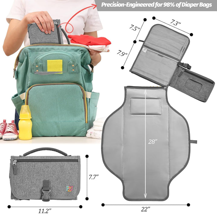 Portable Diaper Changing Pad - Changing Pad Portable with Wipes Pocket, Waterproof Diaper Changing Mat, Portable Changing Pad for Baby, Newborn Gift（Grey）