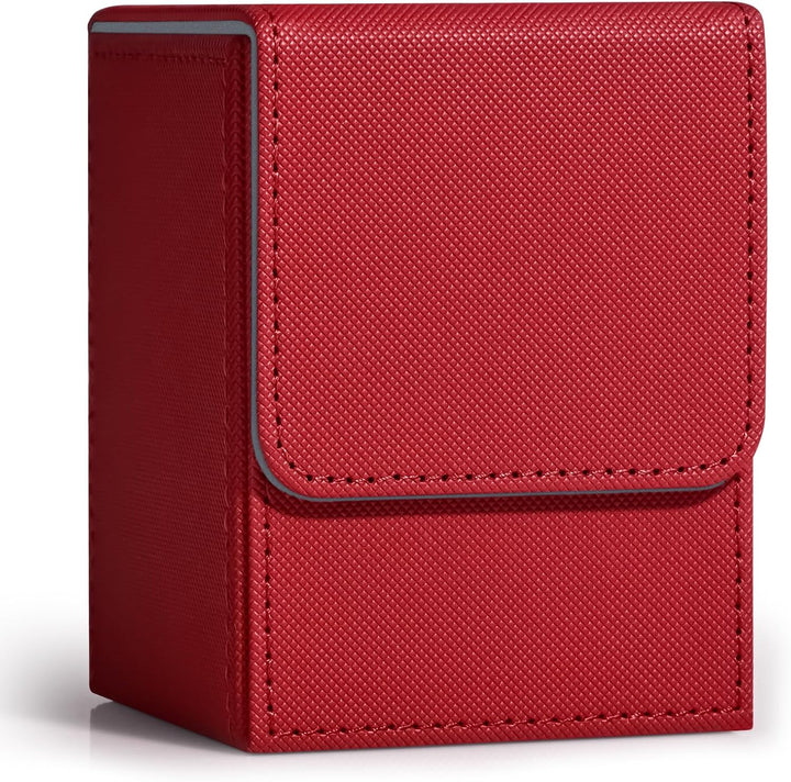 Card Deck Box for Trading Cards, MTG Commander Deck Box Holds 120+ Single Sleeved Cards, Leather Magnetic Card Storage Box Fits for TCG CCG Magic Cards (Black)