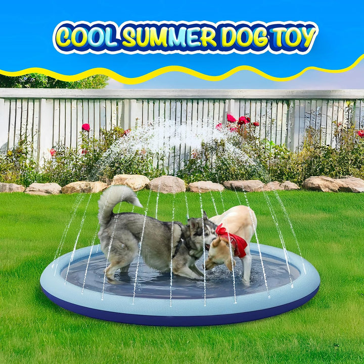 Splash Pad for Kids and Dogs, Non-Slip Sprinkler Pad Thicken Pool Summer Outdoor Water Toys, Backyard Fountain Play Mat for Baby Toddlers Boys Girls Pet(67Inch)