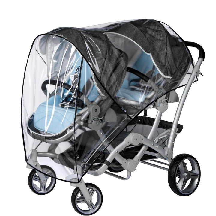 Double Stroller Rain Cover, Weather Shield Double Stroller for Side by Side Seats Twin Stroller, Baby Outdoor Activities Accessories, Protects Children from Rain, Snow, Wind