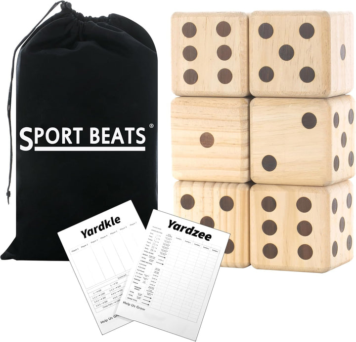 Giant Wooden Yard Dice, Outdoor Games Set of 6 with Two Games