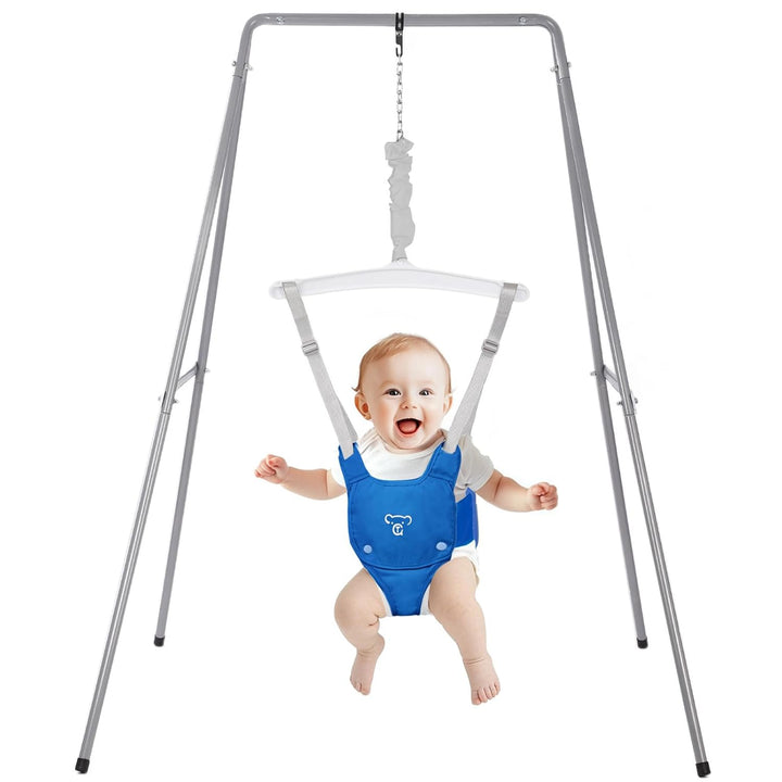 Baby Jumper with Stand, Baby Jumpers and Bouncers, Baby Exerciser Suitable for 6-24 Months, Easy to Assemble & Store Jumper for Baby (Pink)