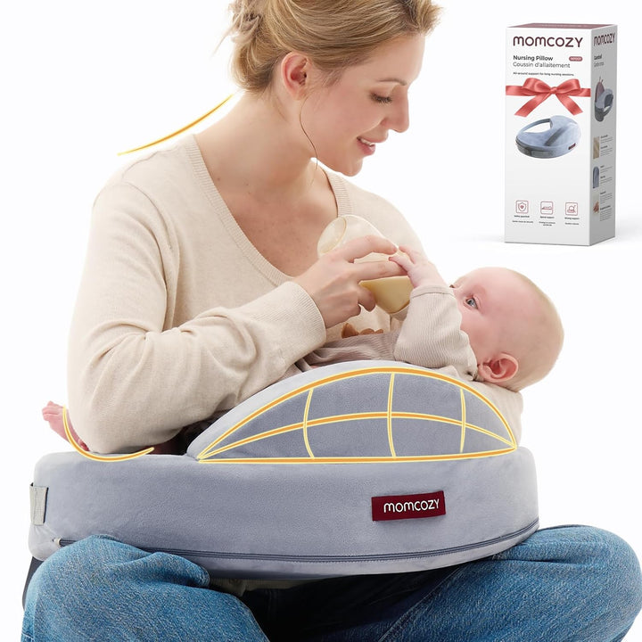 Exclusive Memory Foam Nursing Pillow - Pioneering Safety Fence-Plus Size Breastfeeding Pillow for Ergonomic Comfort & Support-Easier and Healthier Nursing - Fit for All, Removable Cover