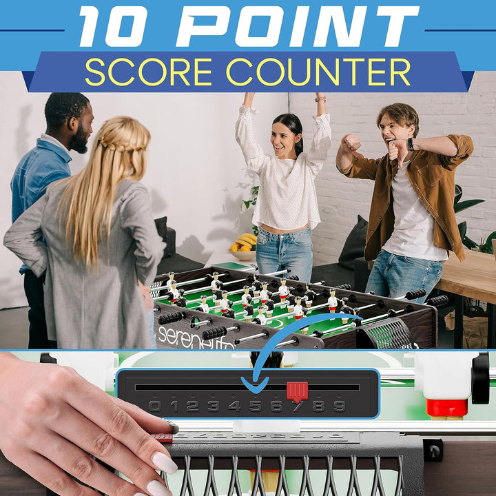 Folding Foosball Table, 4’ X 2’ Full Competition Size Foldable Space Saving Table Soccer for Home, Arcade Game Room, for Indoor or Outdoor, Family Game Night, Perfect for Kids and Adults