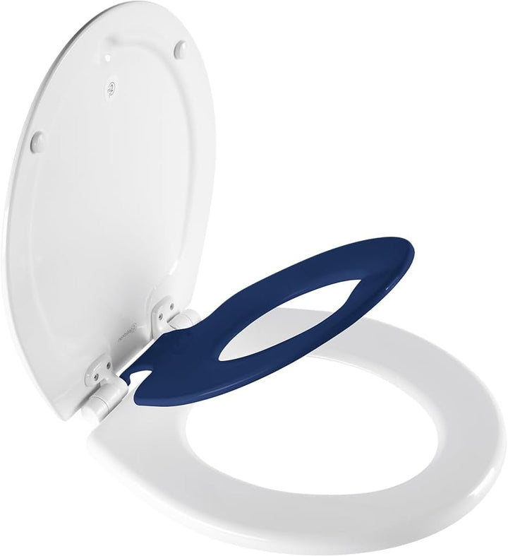 Nextstep2 Toilet Seat with Toddler Potty Training Seat Built-In, Slow Close, Easy Clean, Magnetic Removable Kids Seat, Made in USA, ROUND, White