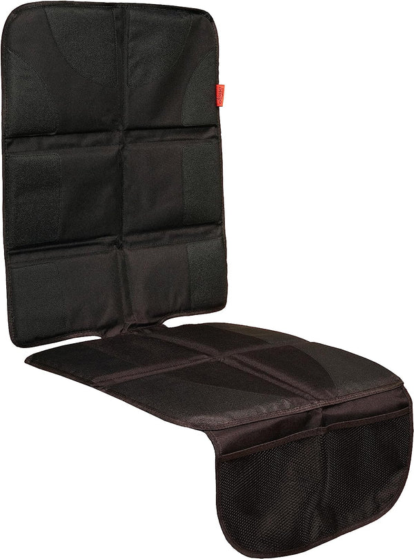Car Seat Protector for Baby Car Seat - Thick Padding - Seat Protector under Baby Car Seat with 2 Mesh Storage Pockets - Black Waterproof Baby Car Seat Protector - Non-Slip Padded Backing
