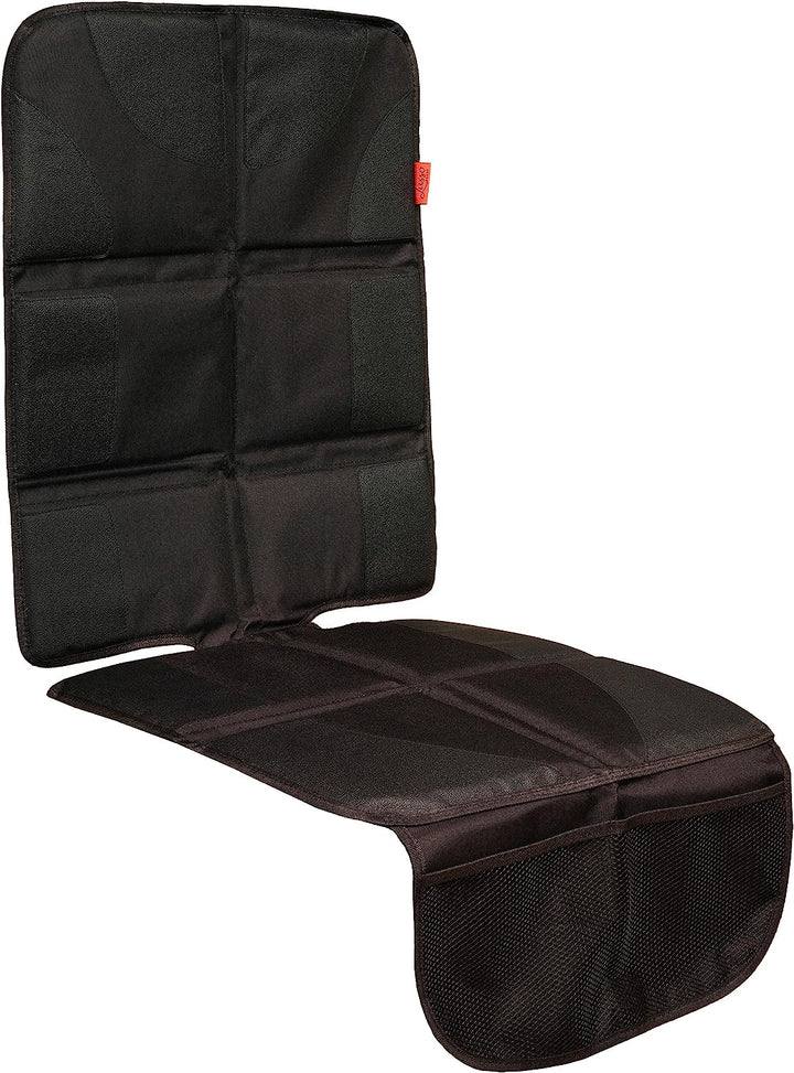 Car Seat Protector for Baby Car Seat - Thick Padding - Seat Protector under Baby Car Seat with 2 Mesh Storage Pockets - Black Waterproof Baby Car Seat Protector - Non-Slip Padded Backing