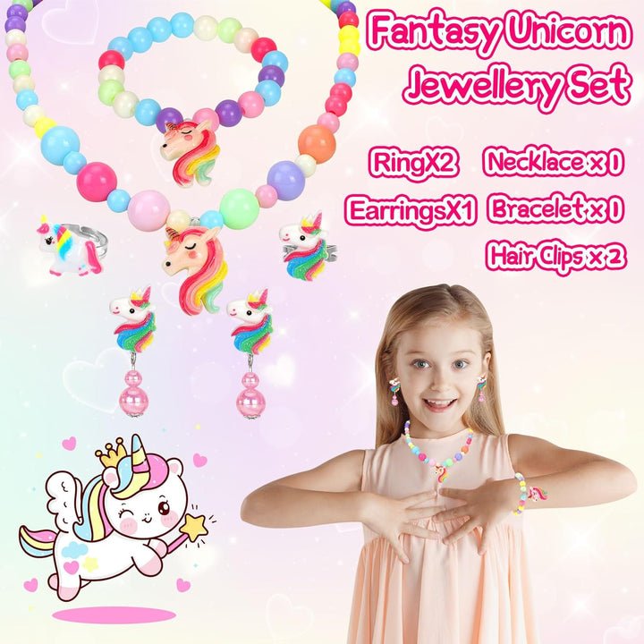 Jewelry Toys-For-Girls,Toddler Girl Toys Age 6-8,Lovely Rings Earrings Kids-Toy for 3 4 5 6 7 8 Year Old Girls,Play Jewelry Princess Toy for Dress Up,Easter Birthday Unicorns-Gifts-For-Girl