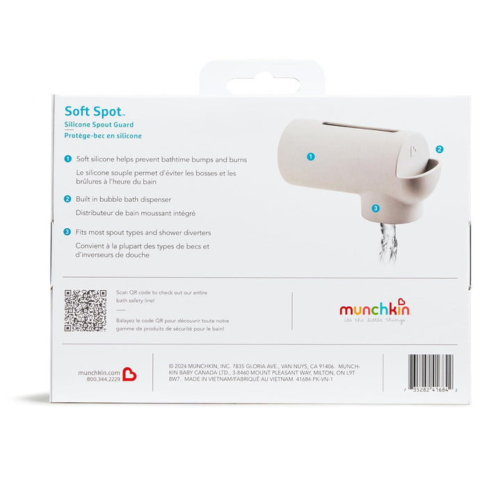 ® Soft Spot™ Bath Spout Cover for Baby, Bathtub Guard with Built-In Bubble Bath Dispenser, Silicone, Grey