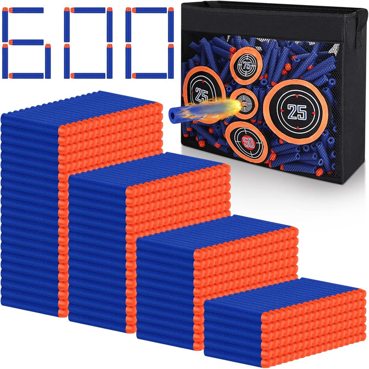 Refill Darts Bullets Compatible with Nerf Guns N-Strike Elite Series, 300PCS Refill Darts Premium Foam Bullets Pack with Portable Storage Bucket