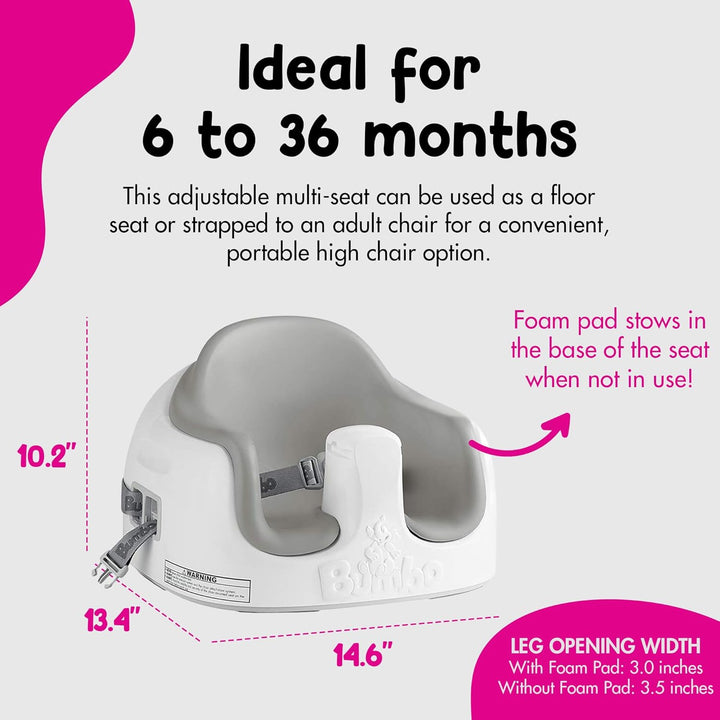 3-In-1 Multi-Seat for 6 to 36 Months, Travel Baby Feeding & Play Floor Seat, All-In-One Portable Booster with Tray & Toddler High Chair, Cool Grey