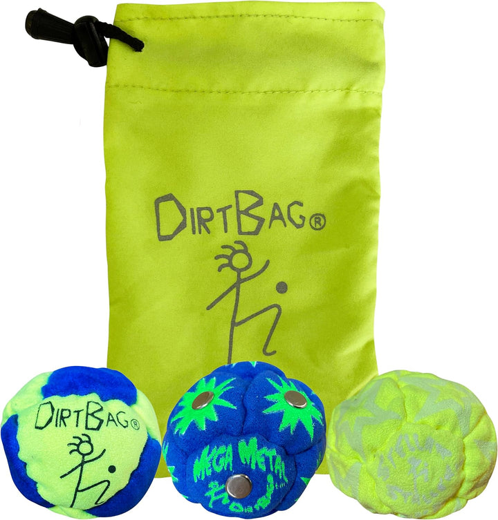 All Star Footbag 3 Pack with Pouch, 100% Handmade, Premium Quality, Bright Vivid Colors, Signature Carry Bag