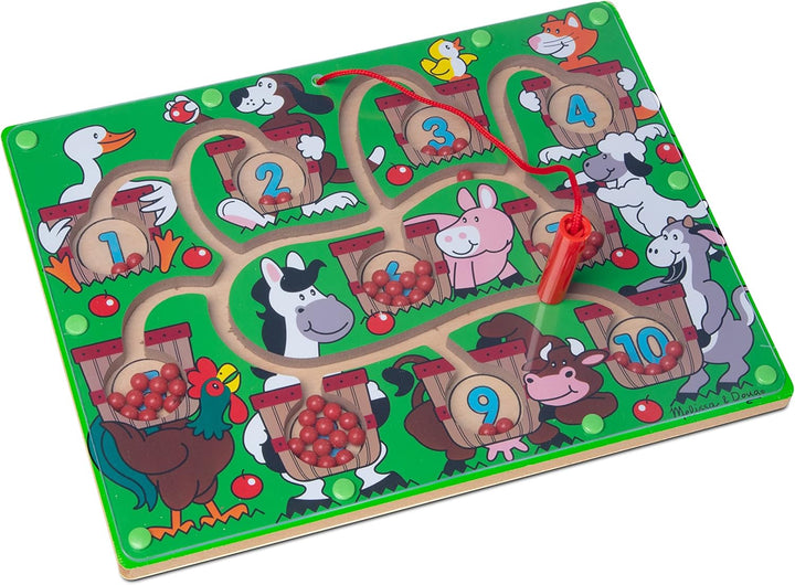 Magnetic Wand Number Maze - Wooden Puzzle Activity Learning Toys, Travel Activities for Kids, Magnetic Maze for Toddlers and Kids Ages 3+