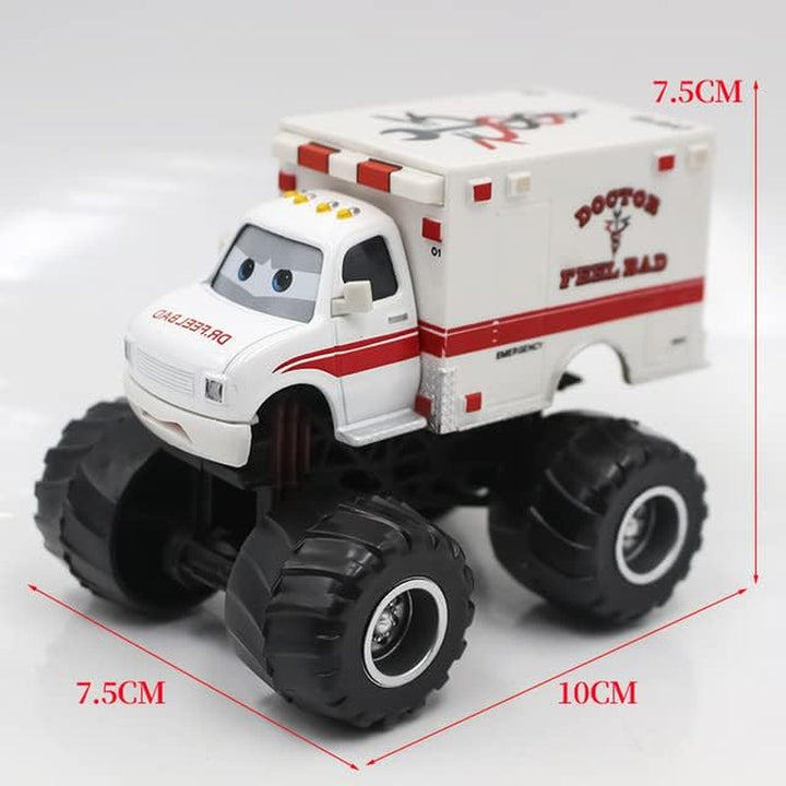 12 Styles Movie Cars 3 Black Storm Jackson Lightning Mcqueen Curz Mater Giant Wheels Cars 1：55 Diecast Vehicles Toys Set Children Car Toy (Big Foot Ambulance)